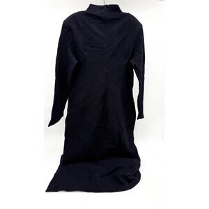 Karen Millen Dress Womens Large Navy Wool Funnel Neck Knit Midi Long Sleeve